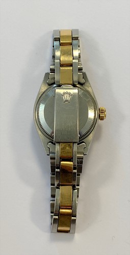 Lot 284 - Rolex - A lady's two colour 'Oyster Perpetual Date' wristwatch