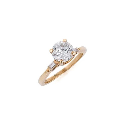 Lot 239 - A diamond solitaire ring with diamond set shoulders