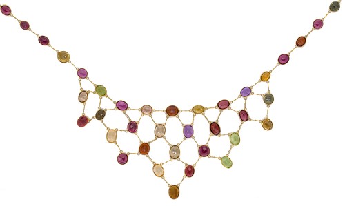 Lot 51 - A multi-gem bib style necklet