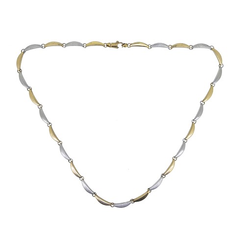 Lot 238 - A 9ct two colour gold bar link necklace, 8.4g