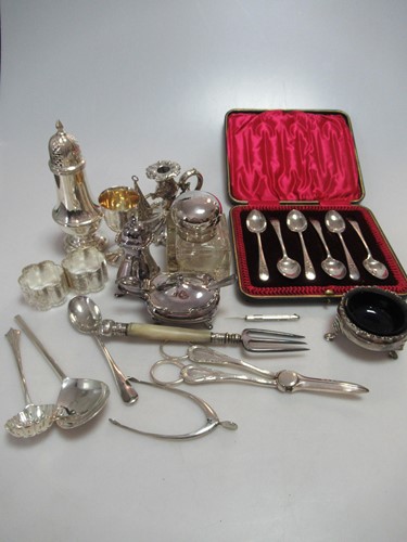 Lot 291 - A sliver salt, a silver caster, a silver...