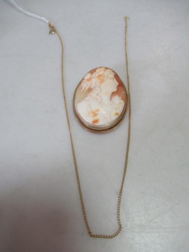 Lot 242 - A cameo brooch/pendant, the mount stamped '9ct'...