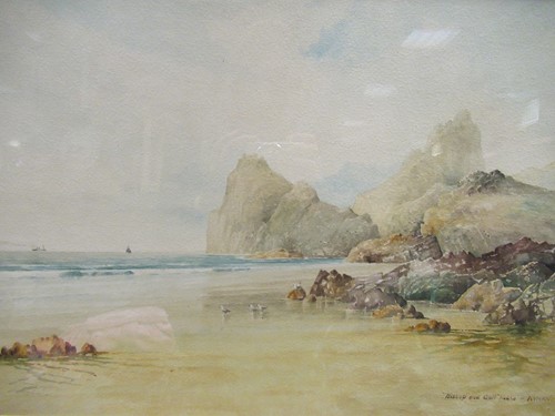 Lot 350 - J Kellow, Kynance Cove, watercolour, signed...