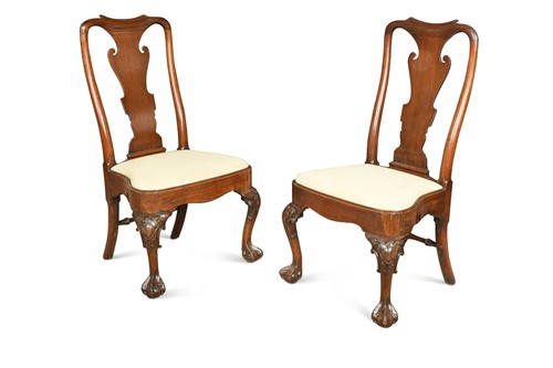 Lot 234 - A pair of George II walnut side chairs