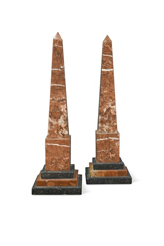Lot 431 - A pair of large marble obelisks