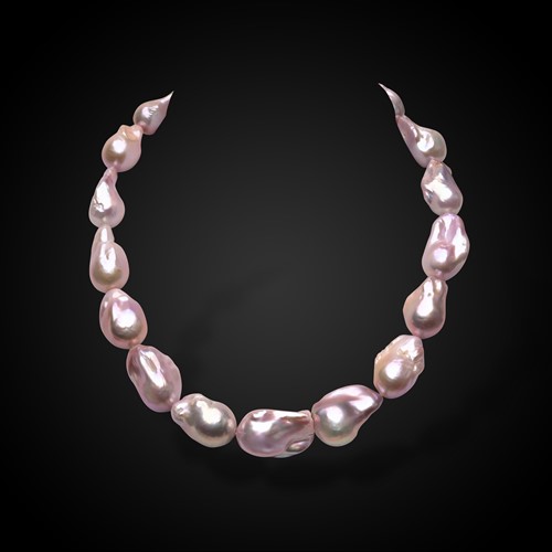 Lot 177 - A row of Edison freshwater baroque pearls