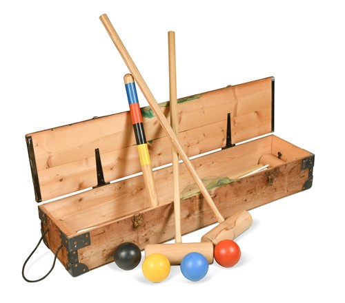 Lot 487 - A wooden cased 'Times' croquet set.