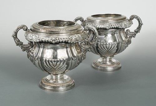 Lot 363 - A pair of mid-19th century Old Sheffield Plate wine coolers