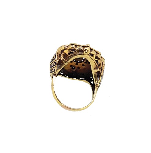 Lot 188 - A Russian crowned double headed Imperial eagle diamond and enamel ring