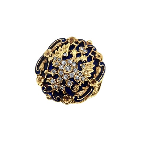 Lot 188 - A Russian crowned double headed Imperial eagle diamond and enamel ring