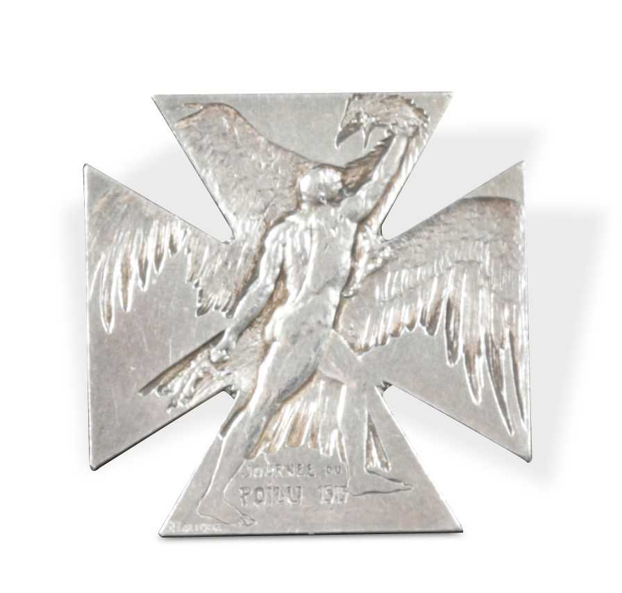 Broche Croix René Lalique 'Le Poilu' 1915 - Bronze Argenté - Occasion Collection