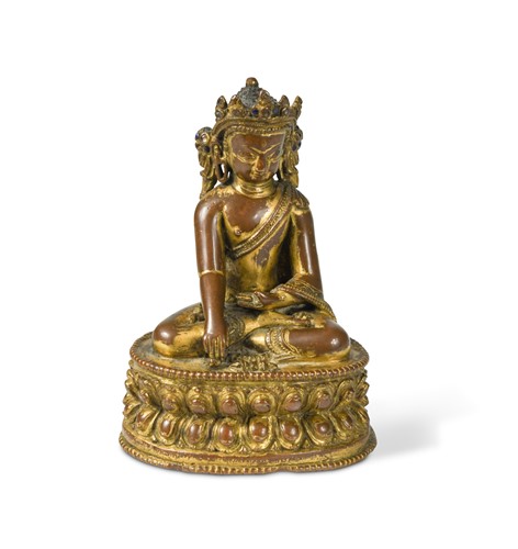 Lot 148 - A gilt copper alloy figure of Amitayus, Khasa Malla Kingdom