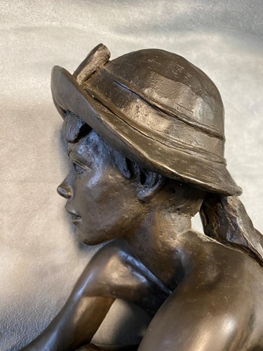 Lot 135 - § Tom Greenshields (1915-1994), Anya's Hat, a cold cast bronze resin model