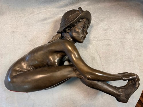 Lot 135 - § Tom Greenshields (1915-1994), Anya's Hat, a cold cast bronze resin model