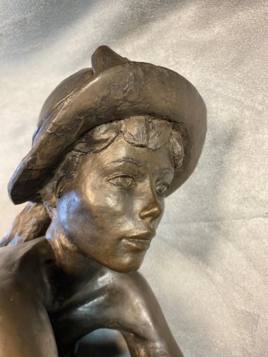 Lot 135 - § Tom Greenshields (1915-1994), Anya's Hat, a cold cast bronze resin model