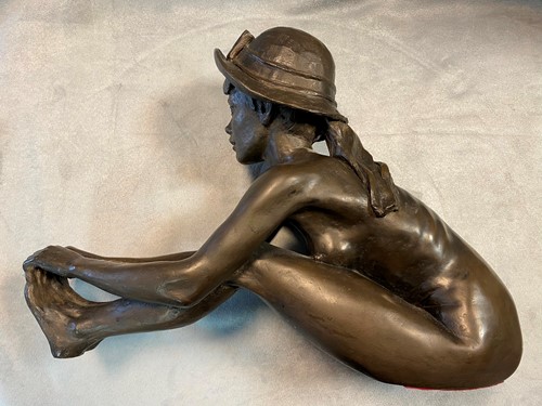 Lot 135 - § Tom Greenshields (1915-1994), Anya's Hat, a cold cast bronze resin model