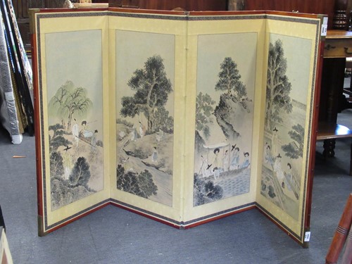 Lot 404 - A 20th century Korean four-fold screen,...