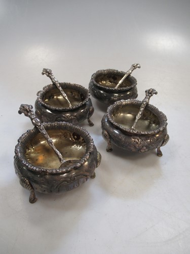 Lot 302 - Four silver salts and spoons