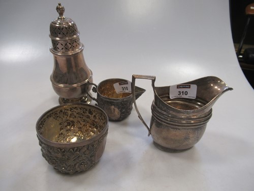 Lot 310 - A silver milk jug, sugar basin, cream jug and...