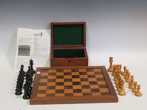 Lot 48 - A boxwood and ebonised chess set, Staunton...