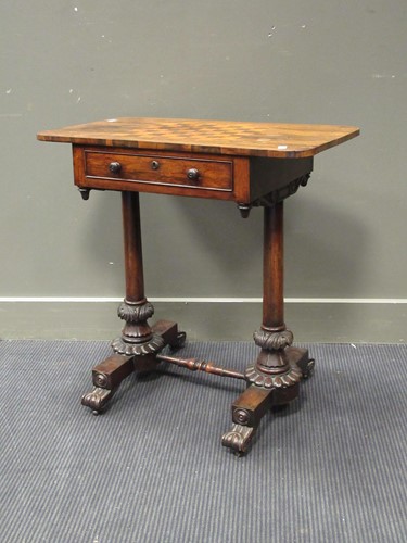Lot 554 - A Regency mahogany games top table, frieze...