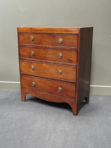Lot 451 - A 19th century mahogany chest of four drawers....