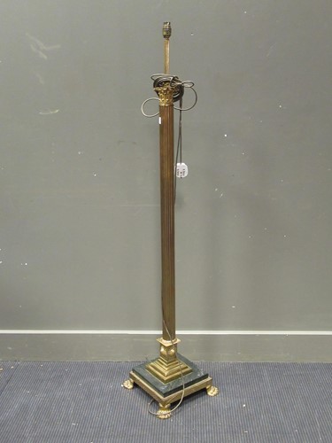 Lot 507 - A brass standard lamp, 'lady' table lamp, and...