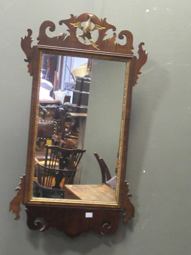 Lot 523 - A mahogany tea caddy, a fretwork wall mirror,...