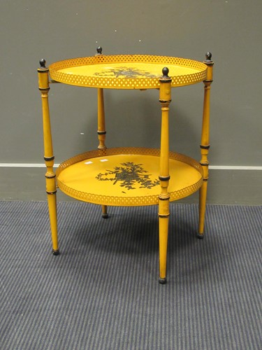 Lot 453 - A tole painted two-tier etagere/side table,...
