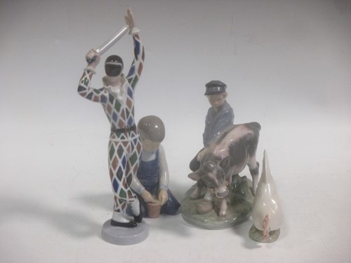 Lot 176 - A Bing & Grondahl model of Harlequin together...