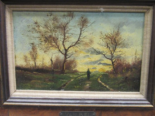 Lot 231 - Van Bel, a small Dutch landscape with a figure,...