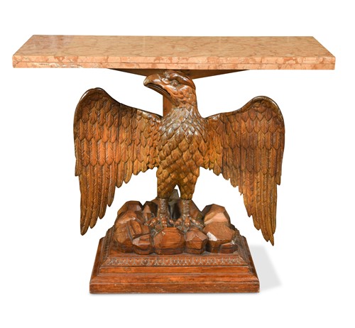 Lot 437 - A pine console table with marble top, part 19th century