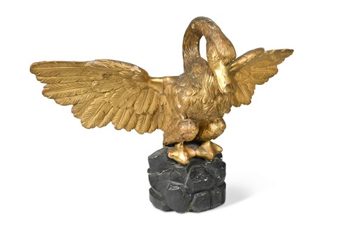 Lot 280 - A carved gilt wood model of a swan, late 19th century