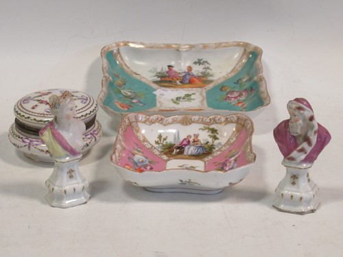 Lot 51 - A pair of antique porcelain busts of small...