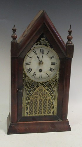 Lot 59 - An American mantel clock in a Gothic case