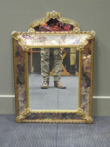 Lot 538 - A Venetian style sectional mirror and one...