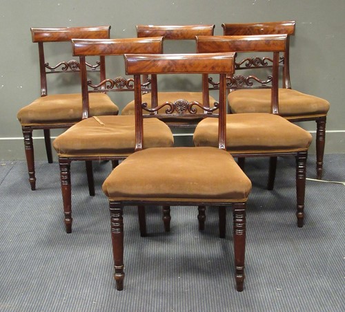 Lot 454 - A set of six Regency mahogany dining chairs...