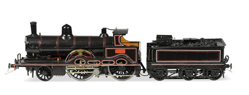 Lot 528 - A painted metal kit or scratch built O gauge electric model LNWR Teutonic Class locomotive