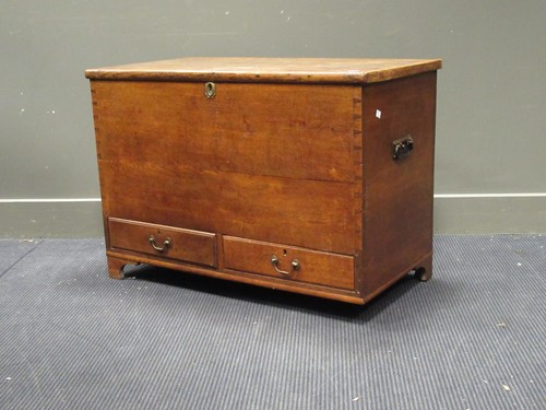 Lot 503 - A late 18th Century oak mule chest, on bracket...