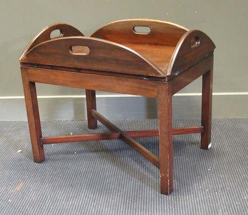 Lot 473 - A butlers tray on stand, the tray with drop sides
