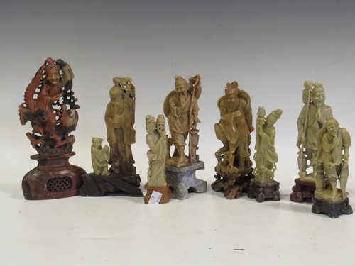 Lot 45 - A collection of eight chinese soapstone...