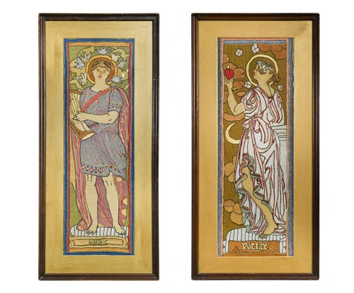 Lot 164 - A pair of framed Arts & Crafts needlework panels