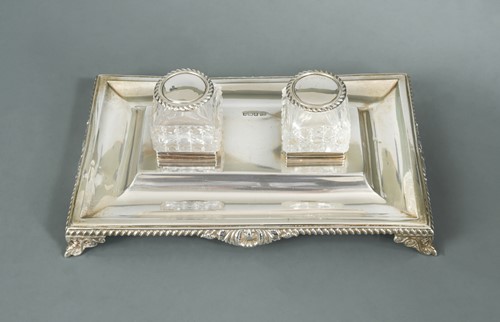 Lot 459 - A George V silver desk inkstand