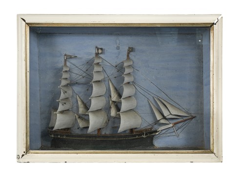 Lot 378 - A diorama of a three masted sailing ship or Clipper, late 19th century
