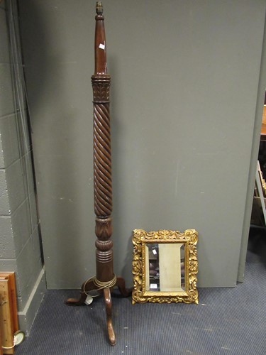 Lot 543 - A mahogany standard lamp on tripod base...