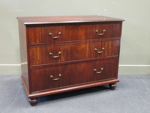 Lot 533 - A 19th century chest of three long drawers. 86...