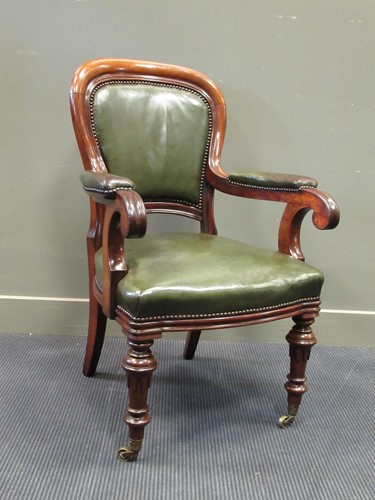 Lot 481 - Circa 1840 a mahogany and leather upholstered...