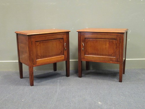 Lot 460 - A pair of mahogany single door cabinet/ lamp...