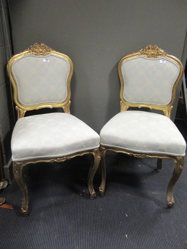 Lot 500 - Pair of French gilt side chairs