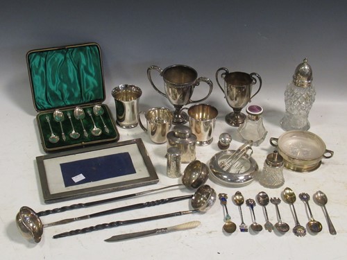 Lot 196 - A collection of silverware including, cups,...
